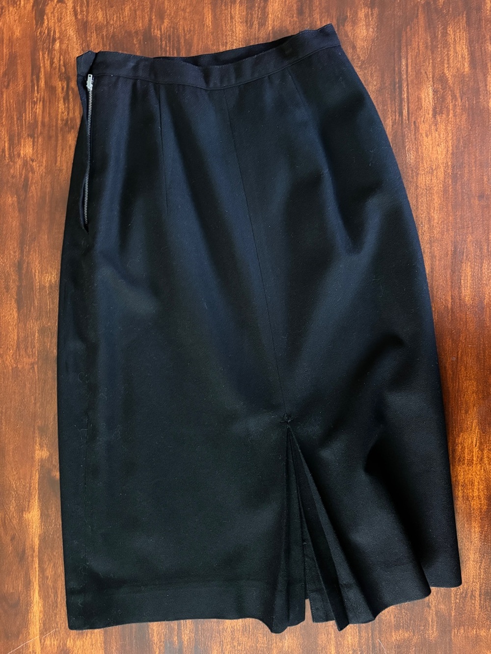 Vintage Wool Pencil Skirt Black Midi Small - Picture 5 of 8